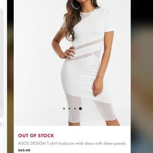 ASOS design T-shirt bodycon mid dress with sheer panels